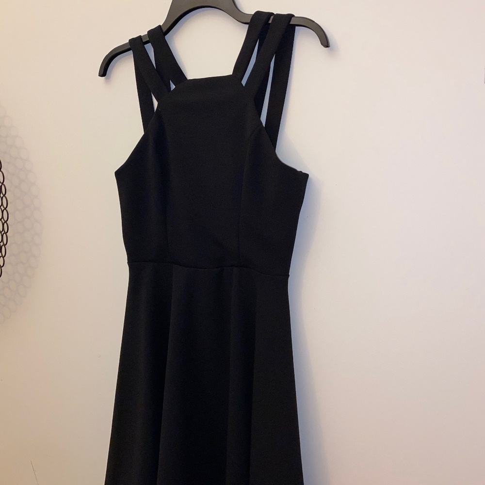 Black fit & flare cocktail dress w/ strappy top - NWT from Macy's